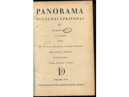 Panorama - kulturní zpravodaj, roč. 6 (VI.), 1929 - půlročník V/2, Miloslav Novotný (red.), 1929