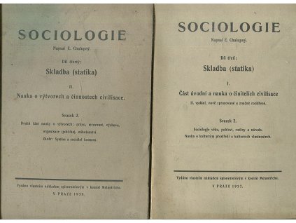 Sociologie. Díl třetí, Skladba (statika) - svazek 1 a 2-