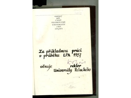 Organizace, pečeti a insignie olomoucké univerzity v letech 1573/1973