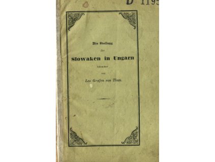 Die Stellung der Slowaken in Ungarn, Leopold Lev Thun-Hohenstein, 1843