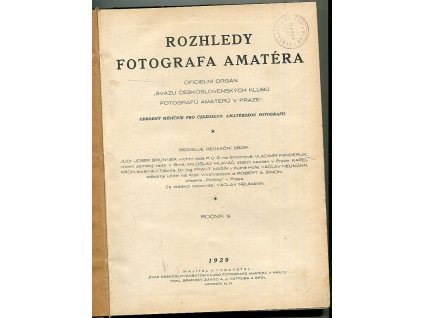 Rozhledy fotografa amatéra - odborný měsíčník pro českou amatérskou fotografii - ročník 9., čísla 1-12 - KOMPLETNÍ ROČNÍK