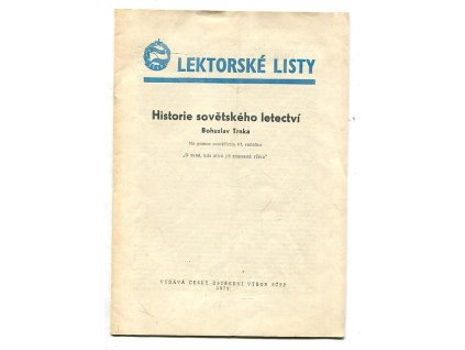 Lektorské listy - historie sovětského letectví, Bohuslav Trnka, 1979