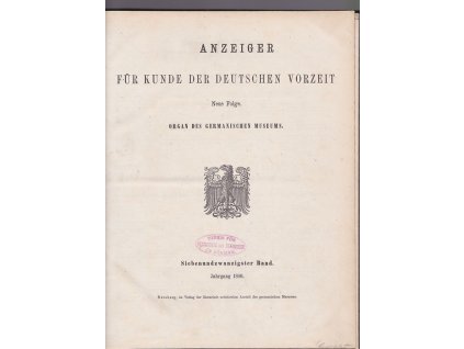 Anzeiger für Kunde der deutschen Vorzeit - Organ des Germanischen Museums, 1880 No. 1 - 12, 1880