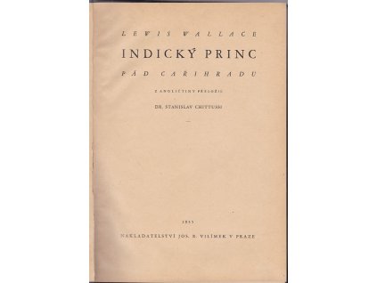 Indický princ – Pád Cařihradu, Lewis Wallace, 1935