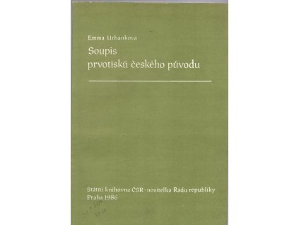 Soupis prvotisků českého původu, Emma Urbánková, 1986