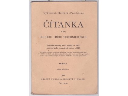 Čítanka pro druhou třídu středních škol. Sešit 2, František Vladimír Vykoukal, 1947
