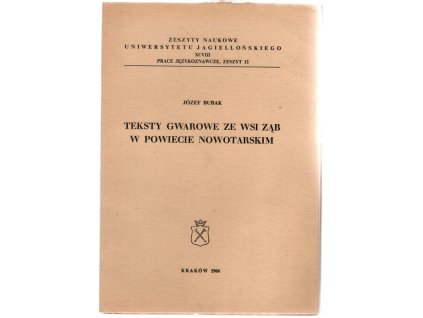 Teksty gwarowe ze wsi Ząb w powiecie nowotarskim