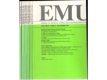 Emu – konvolut 1986–1995 : Journal of the Royaal Australian Ornithologists Union
