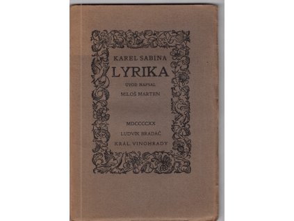 Karel Sabina Lyrika