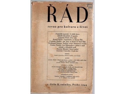 Řád – ročník X., čísla 1–6 – NEKOMPLETNÍ : revue pro kulturu a život, 1944