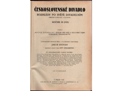 Československé divadlo – ročník III. (VIII.) : Rozhledy po světě divadelním