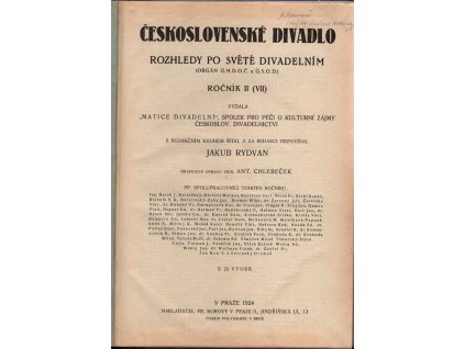 Československé divadlo – ročník II. (VII.) : Rozhledy po světě divadelním, 1924