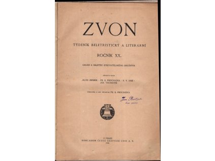 Zvon, ročník XX. : týdeník beletristický a literární