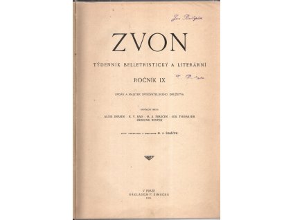 Zvon, ročník IX. : týdeník beletristický a literární, František Serafínský Procházka (red.), 1909