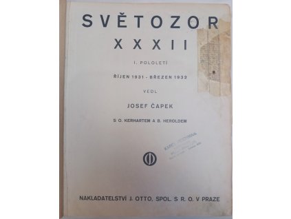 Světozor, ročník XXXII. – REDAKTOR JOSEF ČAPEK, Josef Čapek (red.), 1931
