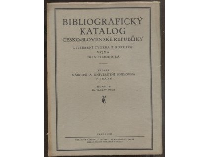 Bibliografický katalog Československé republiky : Literární tvorba z roku 1937 vyjma díla periodická, + Věcný rejstřík