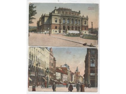 Praha Příkopy / Rudolfinum - 2x pohlednice, 0