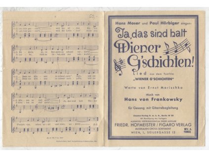 Ja, das sind halt Wiener G´schichten! - Musik von Hans Von Frankowsky