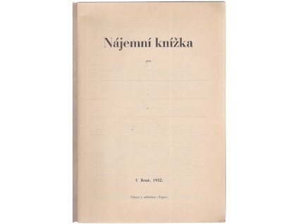 Nájemní knížka, 1932