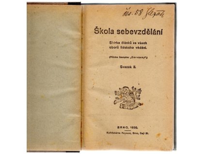 Škola sebevzdělání : sbírka článků ze všech oborů lidského vědění, Sv.2, neuveden, 1920