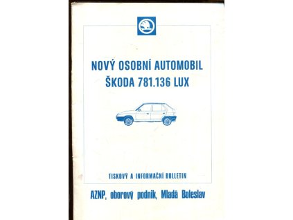 Nový osobní automobil Škoda 781.136 Lux