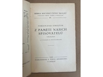Z pamětí našich spisovatelů : ukázky s úvodem a poznámkami, Ferdinand Strejček, 1928