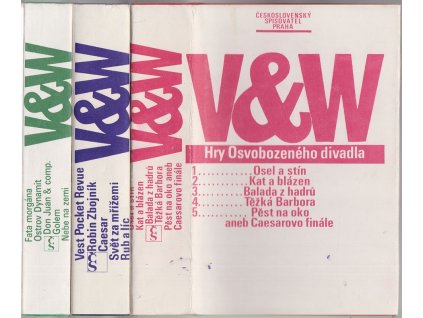 Hry Osvobozeného divadla – 3 svazky : Osel a stín – Kat a blázen – Balada z hadrů – Těžká Barbora – Pěst na oko aneb Caesarovo finále ; Vest Pocket Revue – Robin Zbojník – Caesar – Svět za mřížemi – Rub a líc ; Fata morgána – Ostrov Dynamit – Don Juan & comp. – Golem – Nebe na zemi, Jiří Voskovec, 1980