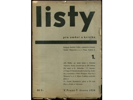Listy pro umění a kritiku - ročník II., Bedřich Fučík (red.), 1934