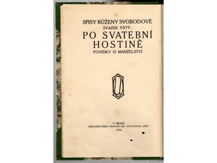Po svatební hostině, Povídky o manželství, Růžena Svobodová, 1916