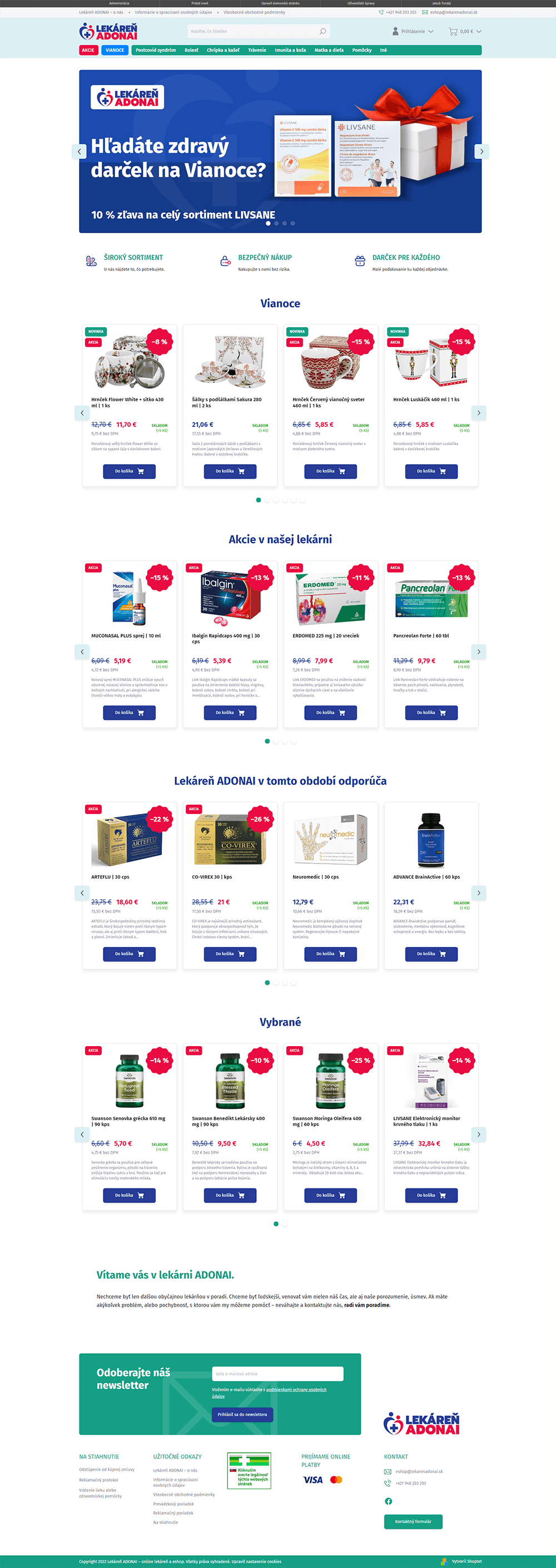 Ukážka e-shopu Lekáreň Adonai