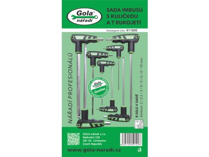 Sada zástrčných klíčů s kuličkou a T rukojetí - 8 dílů