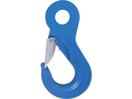 Hák s pojistkou a okem pro řetězy 7 - 8 mm, G100 - modrý