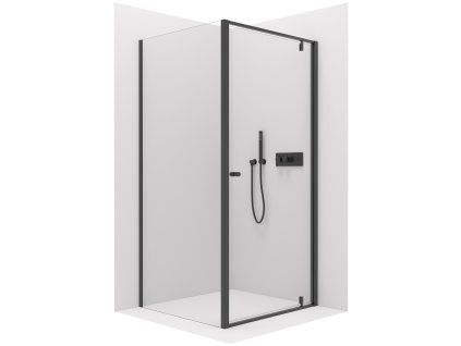 CERANO - Sprchový kout Ferri L/P - 6 mm - černá matná, transparentní sklo - 80x90x195 cm - pivotový