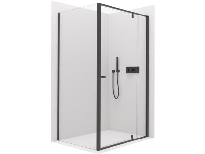 CERANO - Sprchový kout Santini L/P - 6 mm - černá matná, transparentní sklo - 120x80x195 cm - pivotový