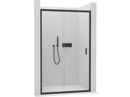 478081 cerano sprchove posuvne dvere varone line l p 6 mm cerna matna transparentni sklo 90x195 cm