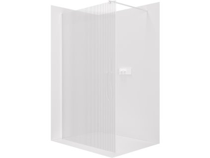 CERANO - Sprchová zástěna Walk-in Onyx Round L/P - 8 mm - kulatá vzpěra - bílá matná, rýhované sklo - 110x200 cm