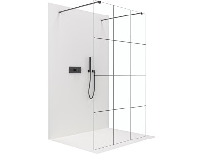 493678 cerano sprchova zastena walk in onyx duo l p 8 mm hranata vzpera cerna matna industrialni sklo 90x200 cm