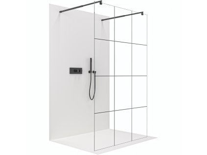 495469 1 cerano sprchova zastena walk in onyx duo l p 8 mm kulata vzpera cerna matna industrialni sklo 100x200 cm
