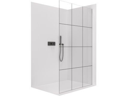 CERANO - Sprchová zástěna Walk-in Crystal L/P - 8 mm - bezvzpěrový systém - černá matná, industriální sklo - 130x200 cm