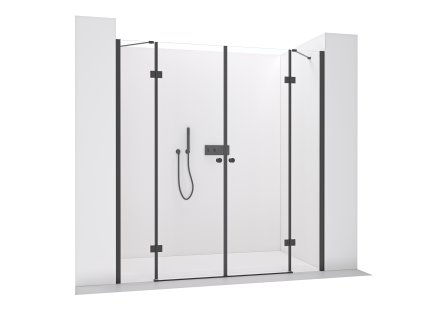 CERANO - Sprchové 2-křídlové pantové dveře Marino L/P - 6 mm - černá matná, transparentní sklo - 238(119+119)x190 cm