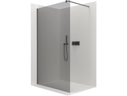 543997 cerano sprchova zastena walk in onyx round l p 8 mm kulata vzpera cerna matna grafitove sklo 130x200 cm rozbaleno