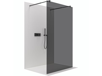 CERANO - Sprchová zástěna Walk-in Onyx Duo L/P - 10 mm - kulatá vzpěra - černá matná, grafitové sklo - 120x200 cm