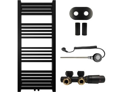 663712 cerano koupelnovy radiatorovy set franko kombinovane vytapeni wifi tyc stredove pripojeni 50 mm 392w cerna matna 1200x500 mm