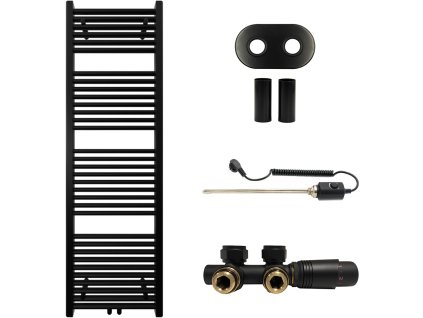 663781 3 cerano koupelnovy radiatorovy set lincoln kombinovane vytapeni termo tyc stredove pripojeni 50 mm 484w cerna matna 1600x500 mm