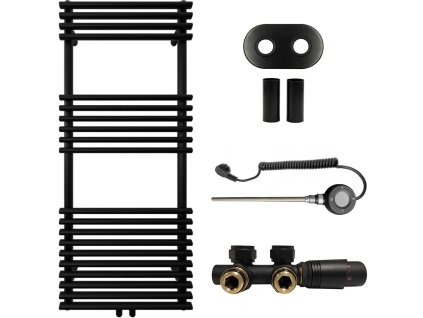 663718 cerano koupelnovy radiatorovy set luigi kombinovane vytapeni wifi tyc stredove pripojeni 50 mm 545w cerna matna 1200x500 mm
