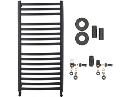 663937 2 cerano koupelnovy radiatorovy set paolo ustredni vytapeni bocni pripojeni 604w cerna matna 1090x550 mm