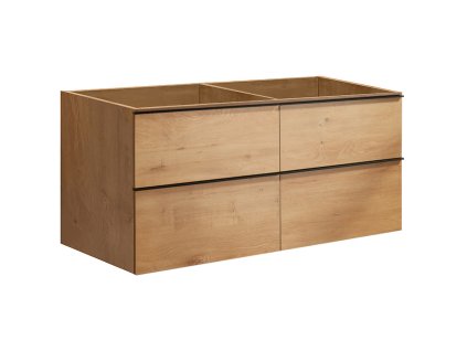 CERANO - Koupelnová skříňka pod umyvadlo s úchytkou Velora - dub medový, černá úchytka - 158x49,8x45,2 cm