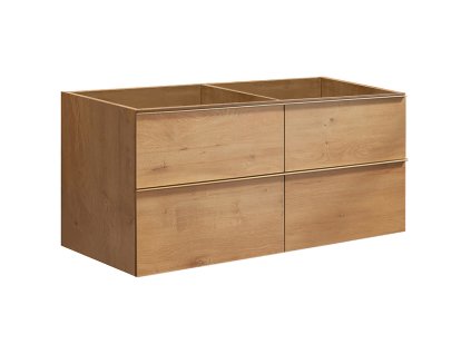CERANO - Koupelnová skříňka pod umyvadlo s úchytkou Velora - dub medový, zlatá úchytka - 138x49,8x45,2 cm