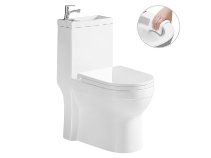 CERANO - WC kombi s umývátkem Hygisink, Rimless + UF sedátko - spodní/zadní odpad - bílá lesklá - 71,5x36 cm