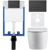 CERANO - Kompletní podomítkový WC set Lite/Felci - bílá lesklá - WC tlačítko Slim, černé matné - k zazdění - 52,5x36 cm